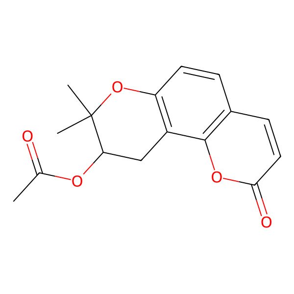 2D Structure of 8,8-Dimethyl-2-oxopyrano[6,5-f]chroman-9-yl acetate