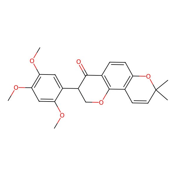 2D Structure of 8,8-Dimethyl-3-(2,4,5-trimethoxyphenyl)-2,3-dihydropyrano[2,3-f]chromen-4-one