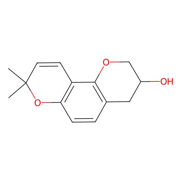 2D Structure of 8,8-dimethyl-3,4-dihydro-2H-pyrano[2,3-f]chromen-3-ol