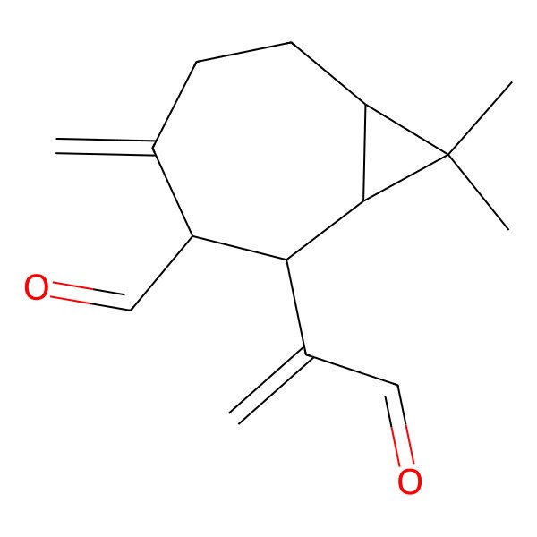 2D Structure of 8,8-Dimethyl-4-methylidene-2-(3-oxoprop-1-en-2-yl)bicyclo[5.1.0]octane-3-carbaldehyde