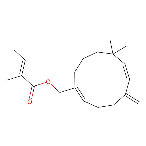 2D Structure of (8,8-Dimethyl-5-methylidenecycloundeca-1,6-dien-1-yl)methyl 2-methylbut-2-enoate