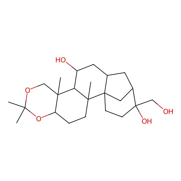 2D Structure of 17-(Hydroxymethyl)-2,7,7,10-tetramethyl-6,8-dioxapentacyclo[14.3.1.01,14.02,11.05,10]icosane-12,17-diol