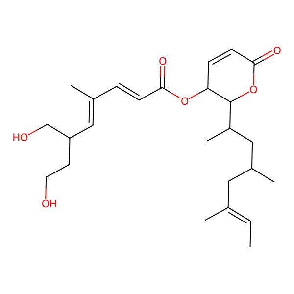 2D Structure of [2-(4,6-Dimethyloct-6-en-2-yl)-6-oxo-2,3-dihydropyran-3-yl] 8-hydroxy-6-(hydroxymethyl)-4-methylocta-2,4-dienoate