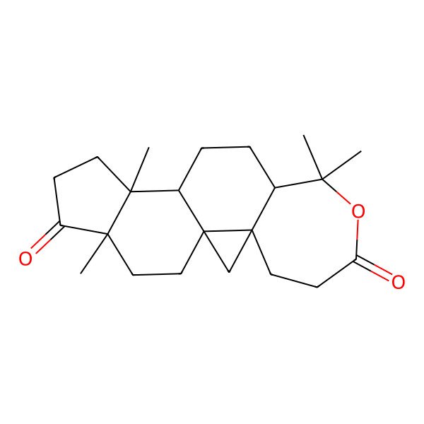 2D Structure of 8,8,13,17-Tetramethyl-7-oxapentacyclo[10.7.0.01,3.03,9.013,17]nonadecane-6,16-dione