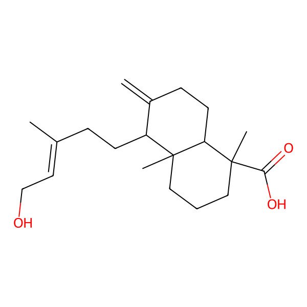 2D Structure of 5-(5-hydroxy-3-methylpent-3-enyl)-1,4a-dimethyl-6-methylidene-3,4,5,7,8,8a-hexahydro-2H-naphthalene-1-carboxylic acid 2D Structure of 5-(5-hydroxy-3-methylpent-3-enyl)-1,4a-dimethyl-6-methylidene-3,4,5,7,8,8a-hexahydro-2H-naphthalene-1-carboxylic acid