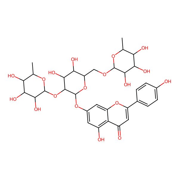 2D Structure of 7-[4,5-Dihydroxy-3-(3,4,5-trihydroxy-6-methyloxan-2-yl)oxy-6-[(3,4,5-trihydroxy-6-methyloxan-2-yl)oxymethyl]oxan-2-yl]oxy-5-hydroxy-2-(4-hydroxyphenyl)chromen-4-one