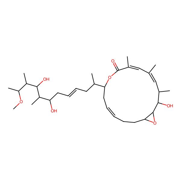 2D Structure of (1S,4E,7S,10E,12E,14R,15S,16S)-7-[(E,2S,7S,8R,9R,10S,11S)-7,9-dihydroxy-11-methoxy-8,10-dimethyldodec-4-en-2-yl]-15-hydroxy-10,12,14-trimethyl-8,17-dioxabicyclo[14.1.0]heptadeca-4,10,12-trien-9-one