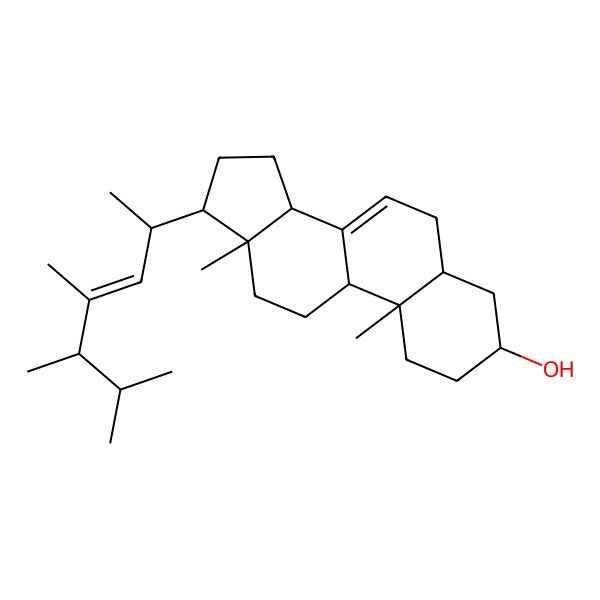 2D Structure of 10,13-dimethyl-17-(4,5,6-trimethylhept-3-en-2-yl)-2,3,4,5,6,9,11,12,14,15,16,17-dodecahydro-1H-cyclopenta[a]phenanthren-3-ol