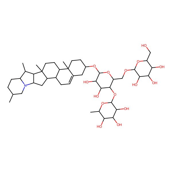 2D Structure of (2R,3R,4R,5R,6S)-2-[(2R,3S,4R,5R,6R)-4,5-dihydroxy-6-[[(1S,2S,7S,10R,11S,14S,15R,16R,17R,20S,23S)-10,14,16,20-tetramethyl-22-azahexacyclo[12.10.0.02,11.05,10.015,23.017,22]tetracos-4-en-7-yl]oxy]-2-[[(2R,3R,4S,5S,6R)-3,4,5-trihydroxy-6-(hydroxymethyl)oxan-2-yl]oxymethyl]oxan-3-yl]oxy-6-methyloxane-3,4,5-triol