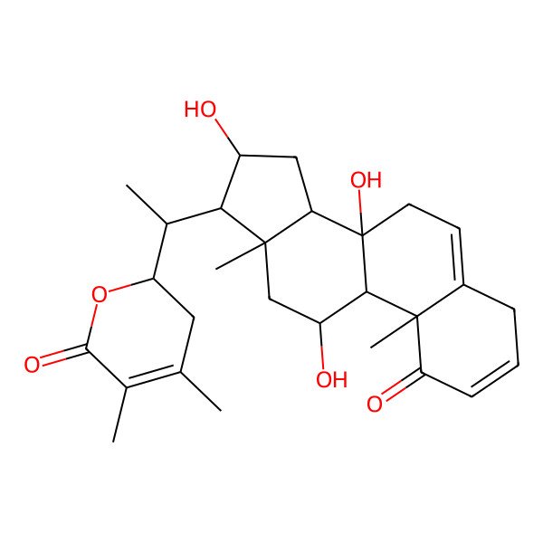 2D Structure of (2R)-4,5-dimethyl-2-[(1S)-1-[(8R,9S,10R,11S,13R,14R,16S,17R)-8,11,16-trihydroxy-10,13-dimethyl-1-oxo-7,9,11,12,14,15,16,17-octahydro-4H-cyclopenta[a]phenanthren-17-yl]ethyl]-2,3-dihydropyran-6-one