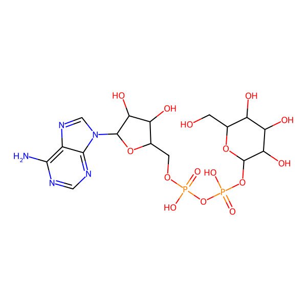 2D Structure of [[(2R,3R,4S,5S)-5-(6-aminopurin-9-yl)-3,4-dihydroxyoxolan-2-yl]methoxy-hydroxyphosphoryl] [(2S,3R,4S,5S,6R)-3,4,5-trihydroxy-6-(hydroxymethyl)oxan-2-yl] hydrogen phosphate