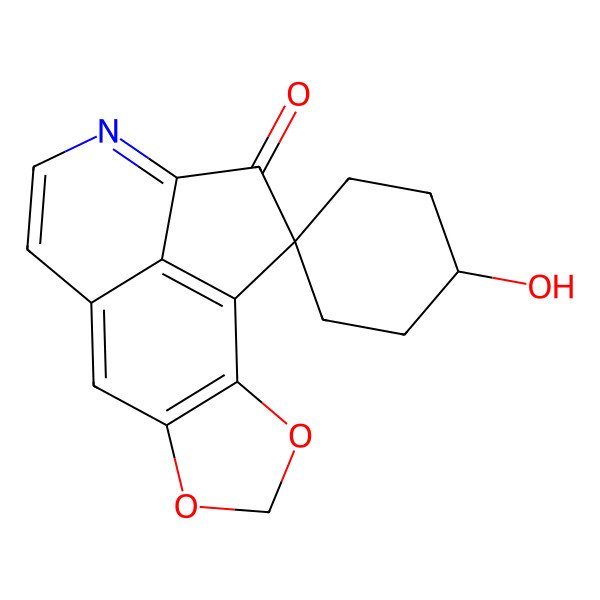 2D Structure of 4'-Hydroxyspiro[3,5-dioxa-11-azatetracyclo[6.6.1.02,6.012,15]pentadeca-1(15),2(6),7,9,11-pentaene-14,1'-cyclohexane]-13-one