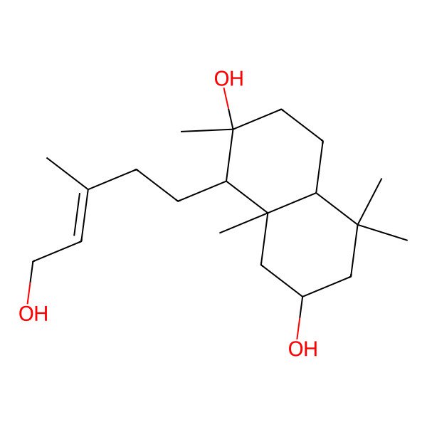 2D Structure of (2R,4aR,7S,8S,8aR)-8-[(E)-5-hydroxy-3-methylpent-3-enyl]-4,4,7,8a-tetramethyl-2,3,4a,5,6,8-hexahydro-1H-naphthalene-2,7-diol