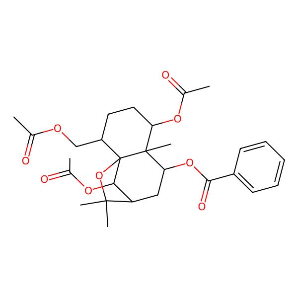 2D Structure of [5,12-Diacetyloxy-2-(acetyloxymethyl)-6,10,10-trimethyl-11-oxatricyclo[7.2.1.01,6]dodecan-7-yl] benzoate