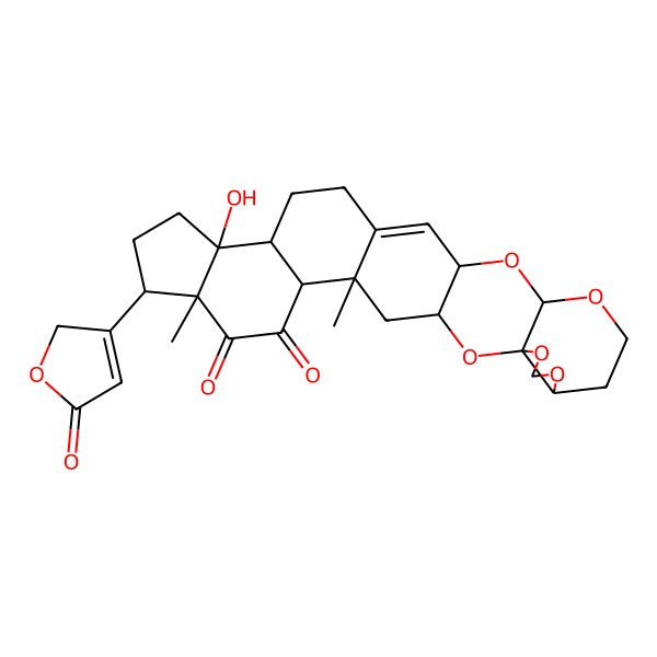 2D Structure of 11-hydroxy-3,7-dimethyl-8-(5-oxo-2H-furan-3-yl)-18,20,24,26,28-pentaoxaheptacyclo[15.11.0.03,15.04,12.07,11.019,27.023,27]octacos-15-ene-5,6-dione