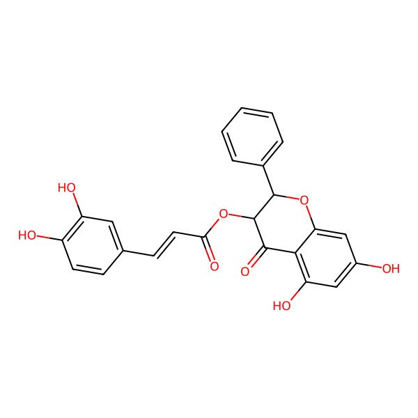 2D Structure of [(2R,3R)-5,7-dihydroxy-4-oxo-2-phenyl-2,3-dihydrochromen-3-yl] (E)-3-(3,4-dihydroxyphenyl)prop-2-enoate
