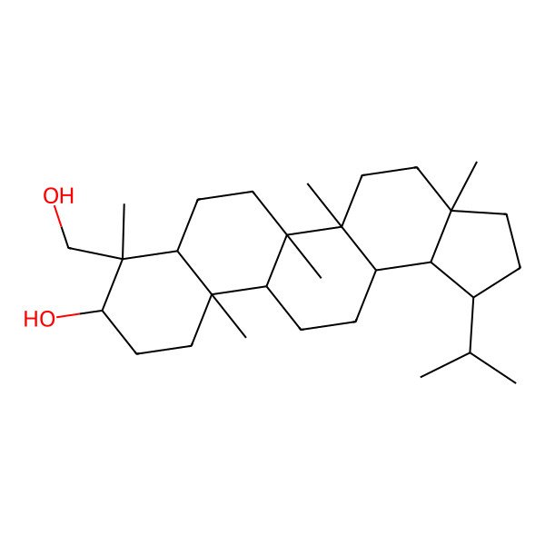 2D Structure of 8-(Hydroxymethyl)-3a,5a,5b,8,11a-pentamethyl-1-propan-2-yl-1,2,3,4,5,6,7,7a,9,10,11,11b,12,13,13a,13b-hexadecahydrocyclopenta[a]chrysen-9-ol