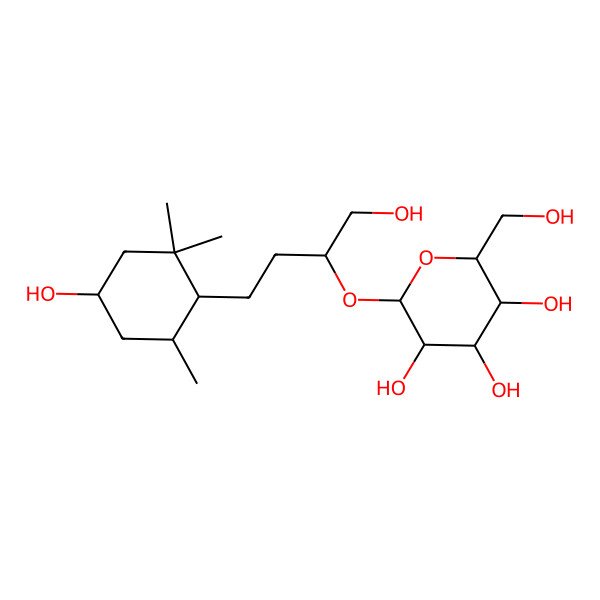 2D Structure of (2R,3R,4S,5R,6R)-2-[(2R)-1-hydroxy-4-[(1R,4S,6R)-4-hydroxy-2,2,6-trimethylcyclohexyl]butan-2-yl]oxy-6-(hydroxymethyl)oxane-3,4,5-triol