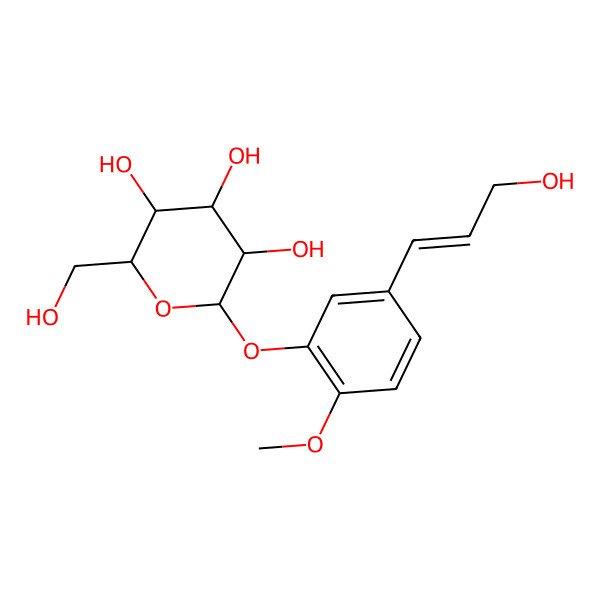 2D Structure of (2R,3S,4S,5R,6S)-2-(hydroxymethyl)-6-[5-[(E)-3-hydroxyprop-1-enyl]-2-methoxyphenoxy]oxane-3,4,5-triol