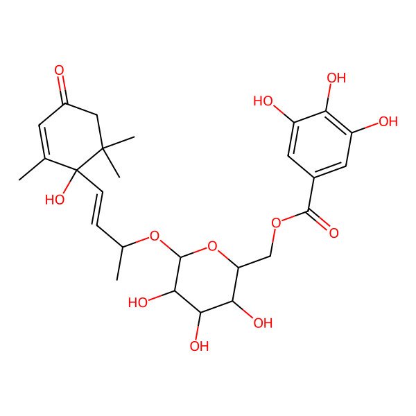 2D Structure of [3,4,5-Trihydroxy-6-[4-(1-hydroxy-2,6,6-trimethyl-4-oxocyclohex-2-en-1-yl)but-3-en-2-yloxy]oxan-2-yl]methyl 3,4,5-trihydroxybenzoate