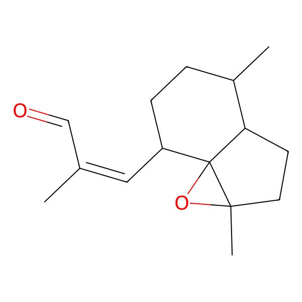 2D Structure of (E)-3-[(1aS,3aR,4R,7S,7aS)-1a,4-dimethyl-3,3a,4,5,6,7-hexahydro-2H-indeno[1,7a-b]oxiren-7-yl]-2-methylprop-2-enal