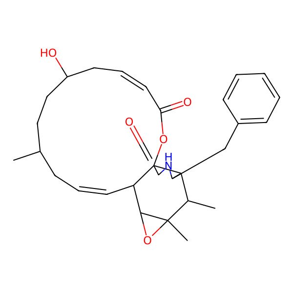 2D Structure of 20-Benzyl-7-hydroxy-10,17,18-trimethyl-2,16-dioxa-21-azatetracyclo[12.8.0.01,19.015,17]docosa-4,12-diene-3,22-dione