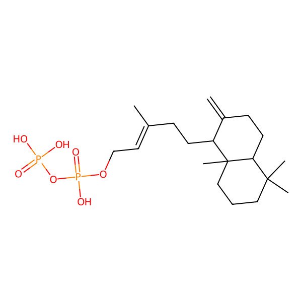 2D Structure of [(E)-5-[(1S,4aR,8aS)-5,5,8a-trimethyl-2-methylidene-3,4,4a,6,7,8-hexahydro-1H-naphthalen-1-yl]-3-methylpent-2-enyl] phosphono hydrogen phosphate