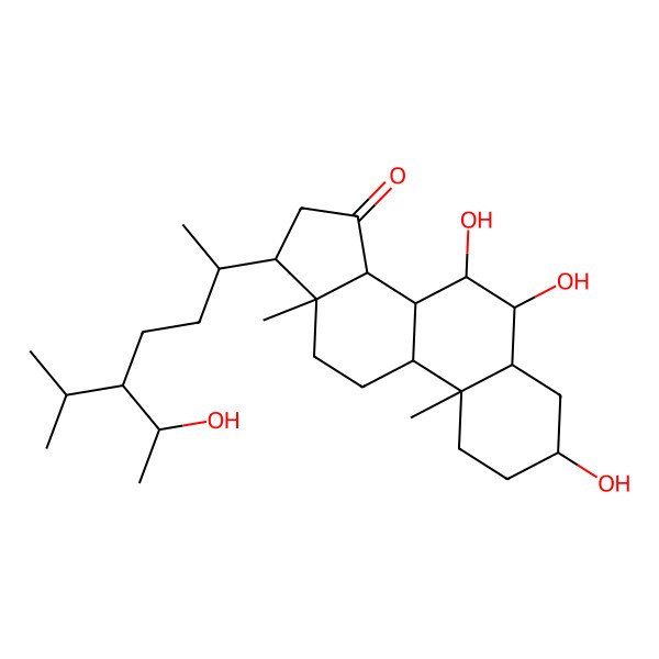 2D Structure of (3S,5S,6R,7R,8R,9S,10R,13R,14R,17R)-3,6,7-trihydroxy-17-[(2R,5S)-5-[(1R)-1-hydroxyethyl]-6-methylheptan-2-yl]-10,13-dimethyl-1,2,3,4,5,6,7,8,9,11,12,14,16,17-tetradecahydrocyclopenta[a]phenanthren-15-one