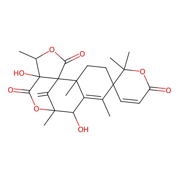 2D Structure of 8,12-Dihydroxy-2,6,6',6',9,13-hexamethyl-16-methylidenespiro[10,14-dioxatetracyclo[7.6.1.01,12.02,7]hexadec-6-ene-5,5'-pyran]-2',11,15-trione