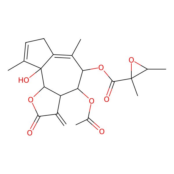 2D Structure of [(3aR,4R,5R,9aR,9bS)-4-acetyloxy-9a-hydroxy-6,9-dimethyl-3-methylidene-2-oxo-4,5,7,9b-tetrahydro-3aH-azuleno[4,5-b]furan-5-yl] (2S,3R)-2,3-dimethyloxirane-2-carboxylate