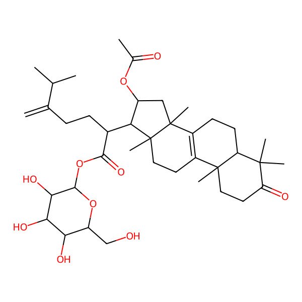 2D Structure of [3,4,5-Trihydroxy-6-(hydroxymethyl)oxan-2-yl] 2-(16-acetyloxy-4,4,10,13,14-pentamethyl-3-oxo-1,2,5,6,7,11,12,15,16,17-decahydrocyclopenta[a]phenanthren-17-yl)-6-methyl-5-methylideneheptanoate