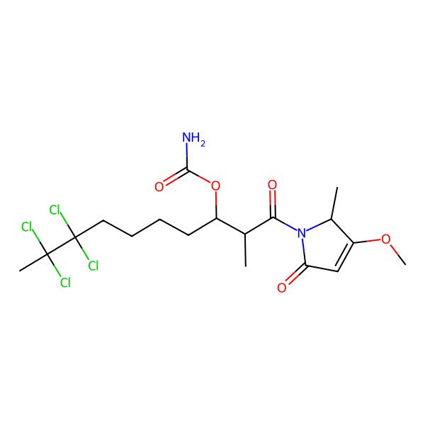 2D Structure of [8,8,9,9-tetrachloro-1-(3-methoxy-2-methyl-5-oxo-2H-pyrrol-1-yl)-2-methyl-1-oxodecan-3-yl] carbamate