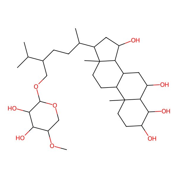 2D Structure of 17-[5-[(3,4-dihydroxy-5-methoxyoxan-2-yl)oxymethyl]-6-methylheptan-2-yl]-10,13-dimethyl-2,3,4,5,6,7,8,9,11,12,14,15,16,17-tetradecahydro-1H-cyclopenta[a]phenanthrene-3,4,6,15-tetrol