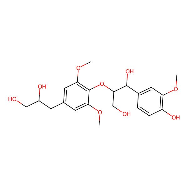 2D Structure of (1S,2R)-2-[4-[(2S)-2,3-dihydroxypropyl]-2,6-dimethoxyphenoxy]-1-(4-hydroxy-3-methoxyphenyl)propane-1,3-diol