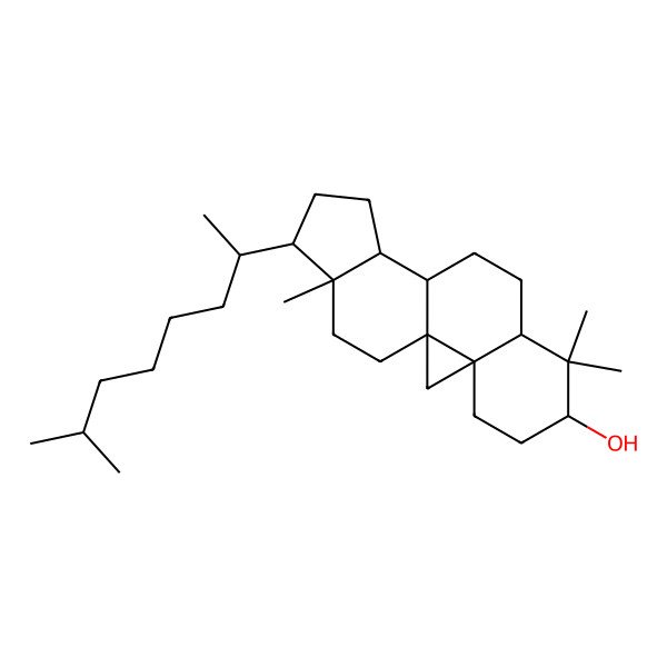 2D Structure of (1S,3R,6S,8R,11S,12S,15R,16R)-7,7,16-trimethyl-15-[(2R)-7-methyloctan-2-yl]pentacyclo[9.7.0.01,3.03,8.012,16]octadecan-6-ol