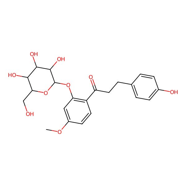 2D Structure of 3-(4-hydroxyphenyl)-1-[4-methoxy-2-[(2S,3S,4S,5S,6R)-3,4,5-trihydroxy-6-(hydroxymethyl)oxan-2-yl]oxyphenyl]propan-1-one