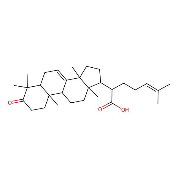 2D Structure of 6-Methyl-2-(4,4,10,13,14-pentamethyl-3-oxo-1,2,5,6,9,11,12,15,16,17-decahydrocyclopenta[a]phenanthren-17-yl)hept-5-enoic acid