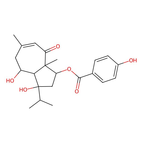 2D Structure of [(1R,3R,3aS,4S,8aR)-3,4-dihydroxy-6,8a-dimethyl-8-oxo-3-propan-2-yl-2,3a,4,5-tetrahydro-1H-azulen-1-yl] 4-hydroxybenzoate