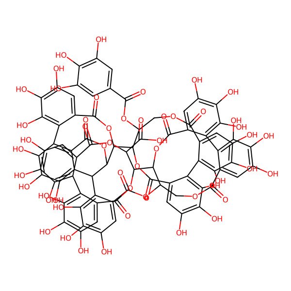 2D Structure of (10R,11S)-11-[(10R,11R)-11-[2-[(14R,15S,19S)-14-[(10R,11R)-3,4,5,17,18,19-hexahydroxy-8,14-dioxo-11-(3,4,5-trihydroxybenzoyl)oxy-9,13-dioxatricyclo[13.4.0.02,7]nonadeca-1(19),2,4,6,15,17-hexaen-10-yl]-2,3,4,7,8,9-hexahydroxy-12,17-dioxo-13,16-dioxatetracyclo[13.3.1.05,18.06,11]nonadeca-1,3,5(18),6,8,10-hexaen-19-yl]-3,4,5-trihydroxybenzoyl]oxy-3,4,5,17,18,19-hexahydroxy-8,14-dioxo-9,13-dioxatricyclo[13.4.0.02,7]nonadeca-1(19),2,4,6,15,17-hexaen-10-yl]-3,4,5,16,17,18-hexahydroxy-8,13-dioxo-9,12-dioxatricyclo[12.4.0.02,7]octadeca-1(18),2,4,6,14,16-hexaene-10-carboxylic acid