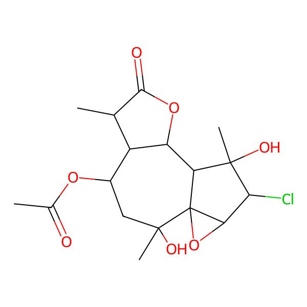 2D Structure of (12-Chloro-2,11-dihydroxy-2,6,11-trimethyl-7-oxo-8,14-dioxatetracyclo[8.4.0.01,13.05,9]tetradecan-4-yl) acetate