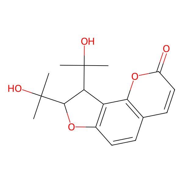 2D Structure of 8,9-Bis(2-hydroxypropan-2-yl)-8,9-dihydrofuro[2,3-h]chromen-2-one