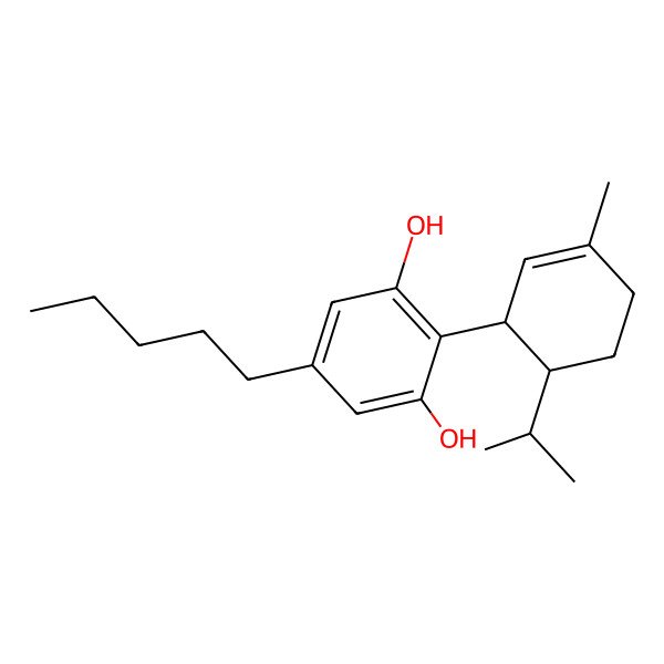 2D Structure of 2-((1S,6S)-3-Methyl-6-(1-methylethyl)-2-cyclohexen-1-yl)-5-pentyl-1,3-benzenediol