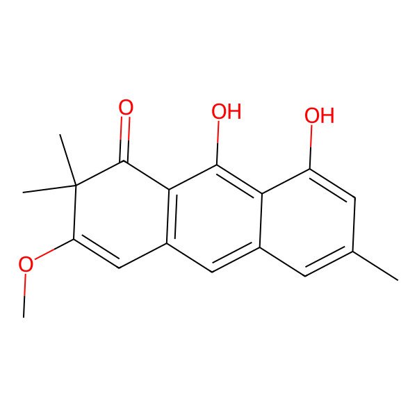 2D Structure of 8,9-Dihydroxy-3-methoxy-2,2,6-trimethylanthracen-1-one