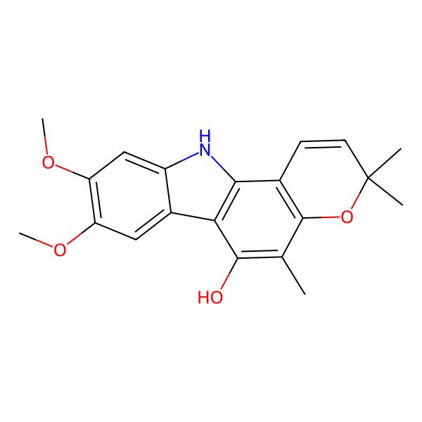 2D Structure of 8,9-dimethoxy-3,3,5-trimethyl-11H-pyrano[3,2-a]carbazol-6-ol