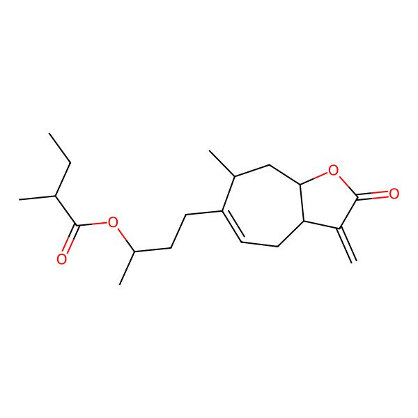 2D Structure of 4-[(3aR,7S,8aR)-7-methyl-3-methylidene-2-oxo-4,7,8,8a-tetrahydro-3aH-cyclohepta[b]furan-6-yl]butan-2-yl 2-methylbutanoate
