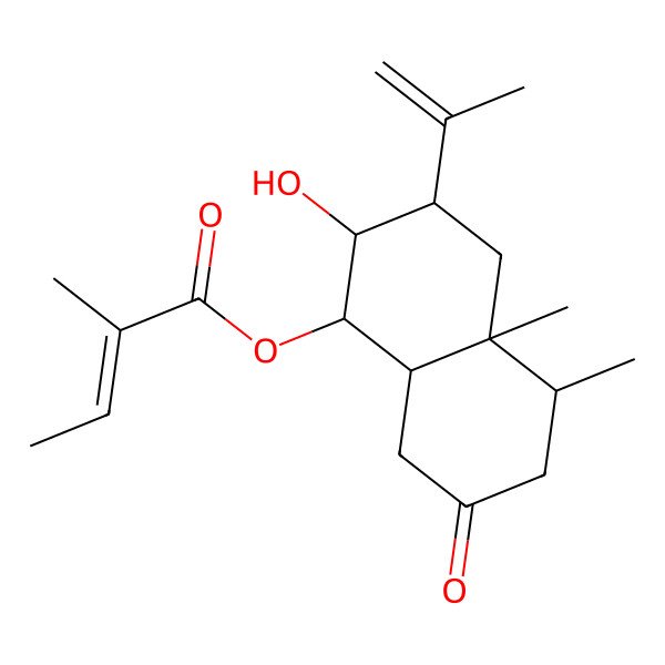 2D Structure of [(1S,2R,3R,4aS,5R,8aS)-2-hydroxy-4a,5-dimethyl-7-oxo-3-prop-1-en-2-yl-1,2,3,4,5,6,8,8a-octahydronaphthalen-1-yl] (Z)-2-methylbut-2-enoate