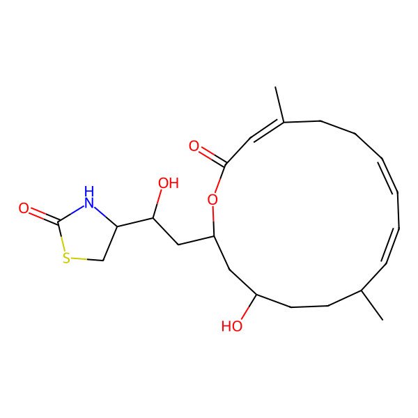 2D Structure of (4R)-4-[(1R)-1-hydroxy-2-[(2R,4R,7S,8Z,10E,14Z)-4-hydroxy-7,14-dimethyl-16-oxo-1-oxacyclohexadeca-8,10,14-trien-2-yl]ethyl]-1,3-thiazolidin-2-one