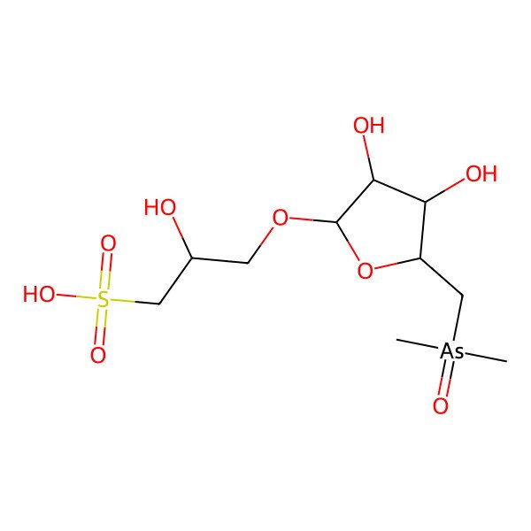 2D Structure of (2R)-3-[(2R,3R,4S,5S)-5-(dimethylarsorylmethyl)-3,4-dihydroxyoxolan-2-yl]oxy-2-hydroxypropane-1-sulfonic acid