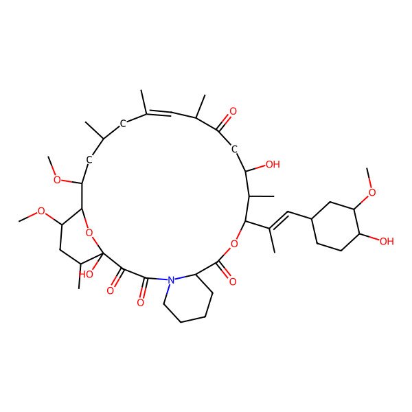 2D Structure of 1,14-Dihydroxy-12-[1-(4-hydroxy-3-methoxycyclohexyl)prop-1-en-2-yl]-23,25-dimethoxy-13,17,19,21,27-pentamethyl-11,28-dioxa-4-azatricyclo[22.3.1.04,9]octacos-18-ene-2,3,10,16-tetrone