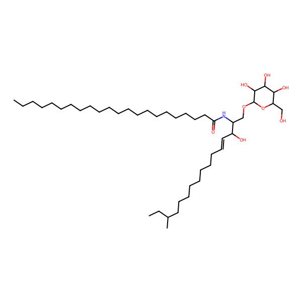 2D Structure of N-[(E,2S,3R,14R)-3-hydroxy-14-methyl-1-[(2R,3R,4S,5S,6R)-3,4,5-trihydroxy-6-(hydroxymethyl)oxan-2-yl]oxyhexadec-4-en-2-yl]docosanamide